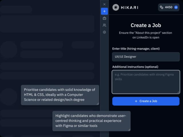LinkedIn job import and AI-guided candidate screening